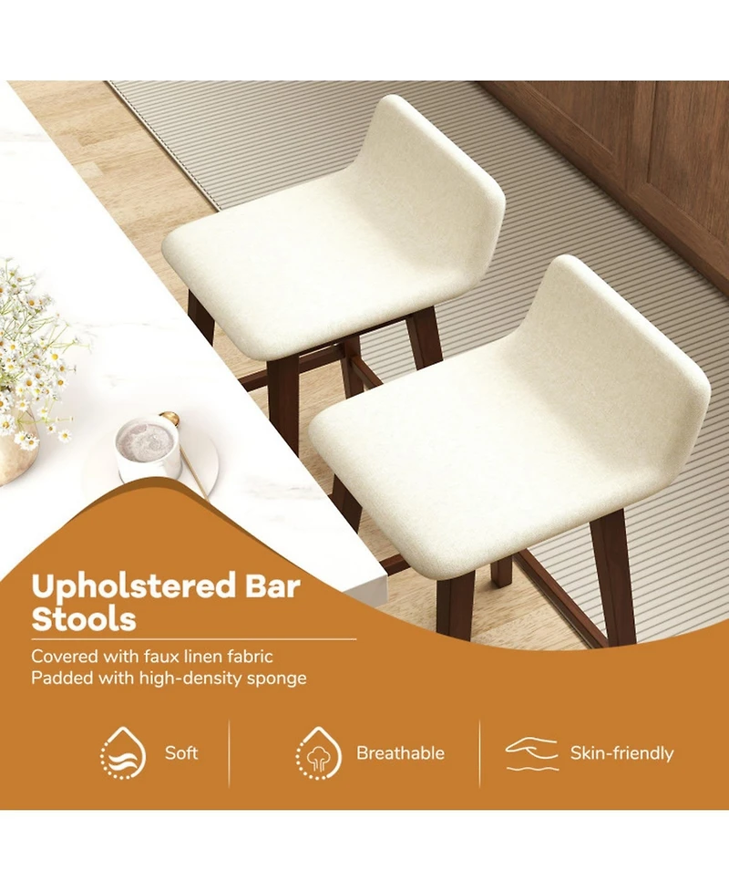 Sugift Set of 2 24 Inch Counter Height Bar Stools with Low Back