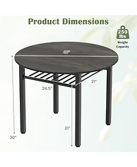 Sugift 40 in Round Kitchen Table with Storage Shelf and Metal Frame for 4 People