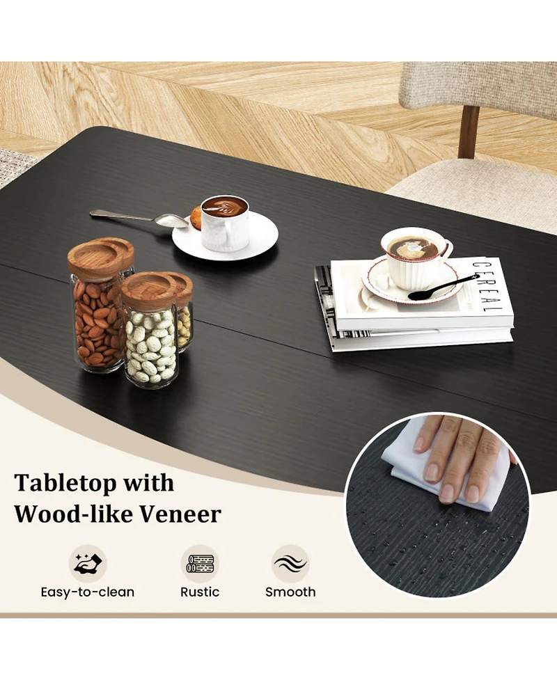 Sugift 47 in Rectangular Dining Table with 2 Open Storage Shelves and Metal Legs for 4-6