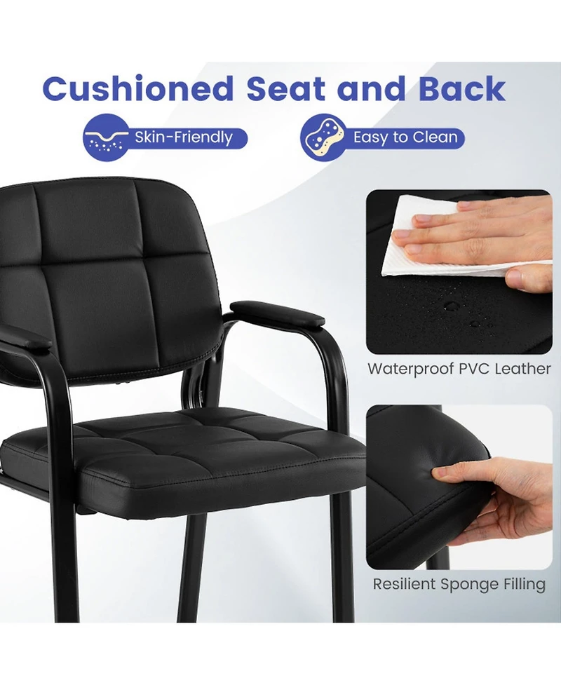 Sugift Set of 4 Leather Reception Guest Chairs