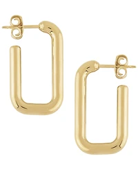Macy's Sculptured Small Rounded Rectangle J Hoop Earrings in 14k Yellow Gold