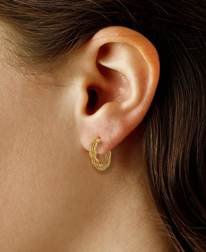 Macy's Sculptured Rope Chain Hoop Earrings in 14k Yellow Gold