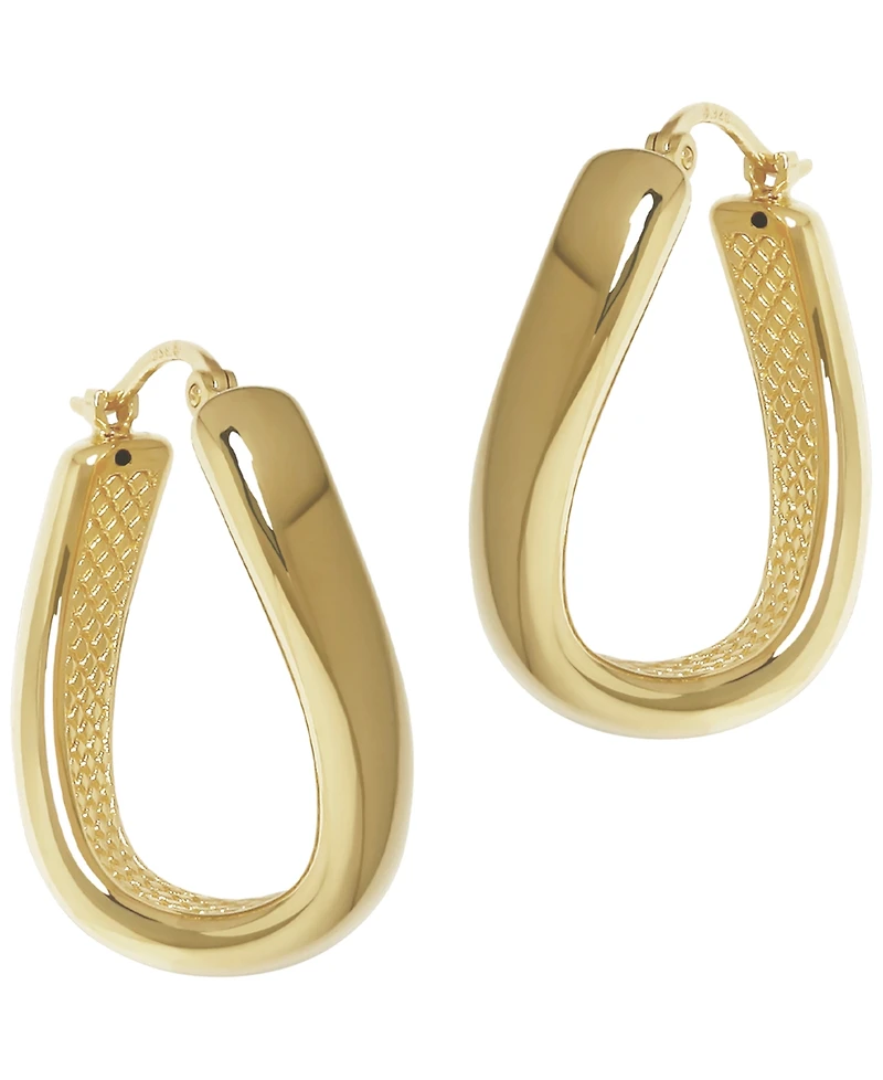 Macy's Sculptured Twisted Offset Hoop Earrings in 14k Yellow Gold