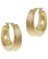 Macy's Sculptured Inverted Ribbed Hoop Earrings in 14k Yellow Gold