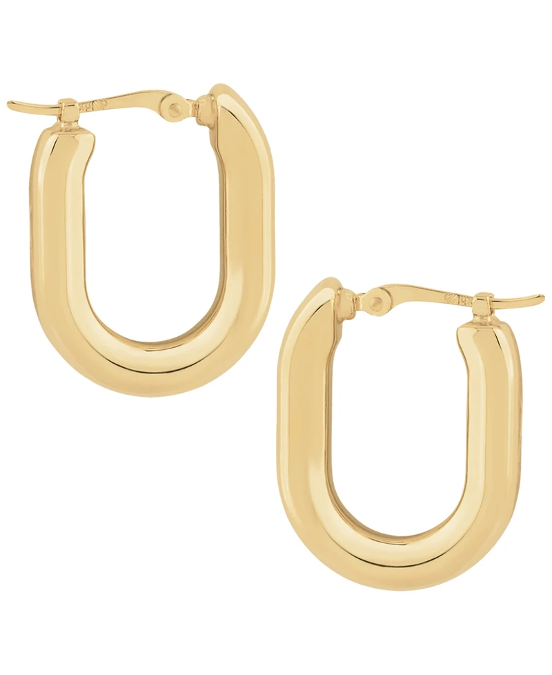 Macy's Sculptured Round Tube U Hoop Earrings in 14k Yellow Gold