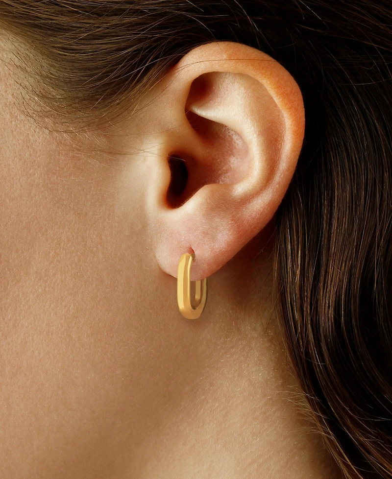 Macy's Sculptured Round Tube U Hoop Earrings in 14k Yellow Gold
