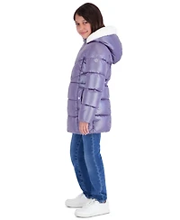 Michael Kors Big Girls' 2T-5T Pearlized Fabric Stadium Length Heavy Weight Jacket