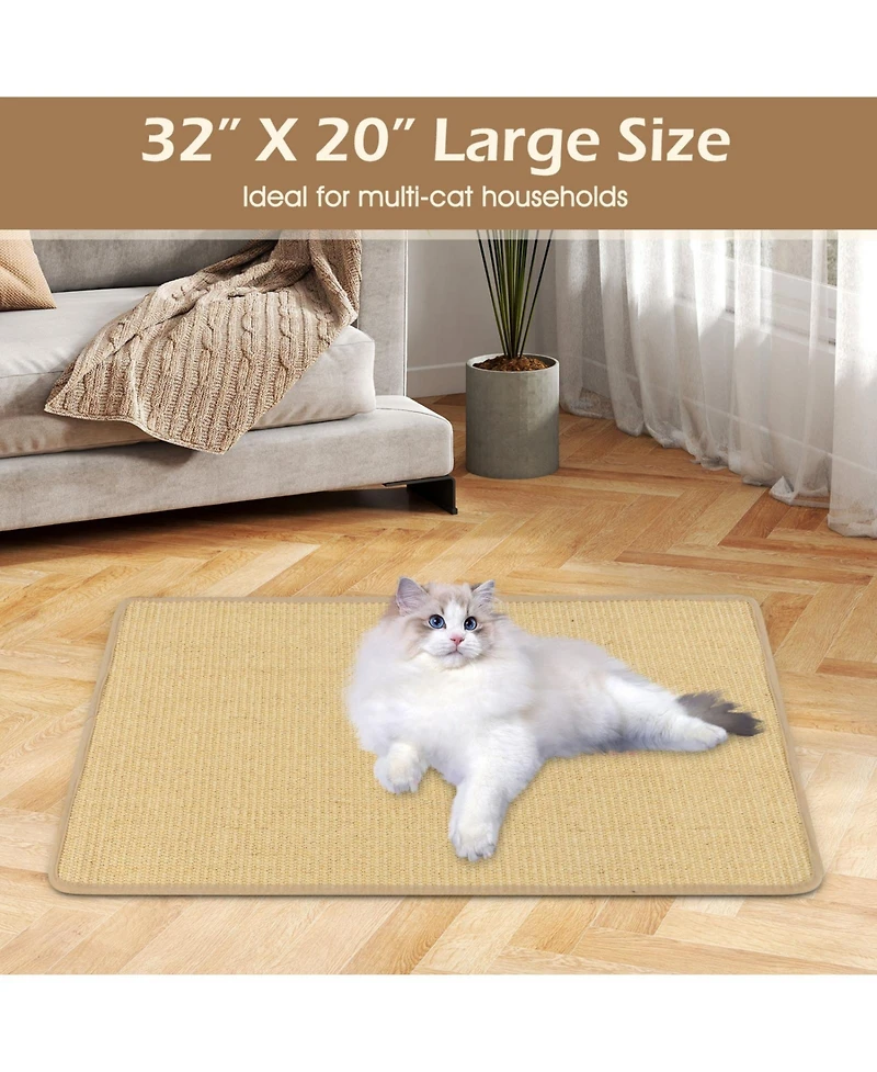 Sugift 2 Piece Cat Scratcher Mat Set Natural Sisal Pads