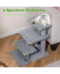 Sugift 3-Tier Cat Stairs 19 in Plush Steps with Scratching Posts for High Bed Sofa