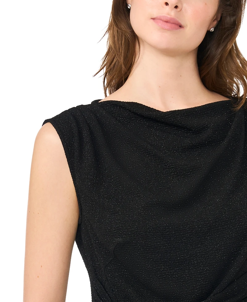 Msk Women's Asymmetrical Shirred Waist Sleeveless Top