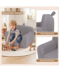 Sugift Portable Kids Toddler Sofa with Anti-Slip Base Teddy Fleece