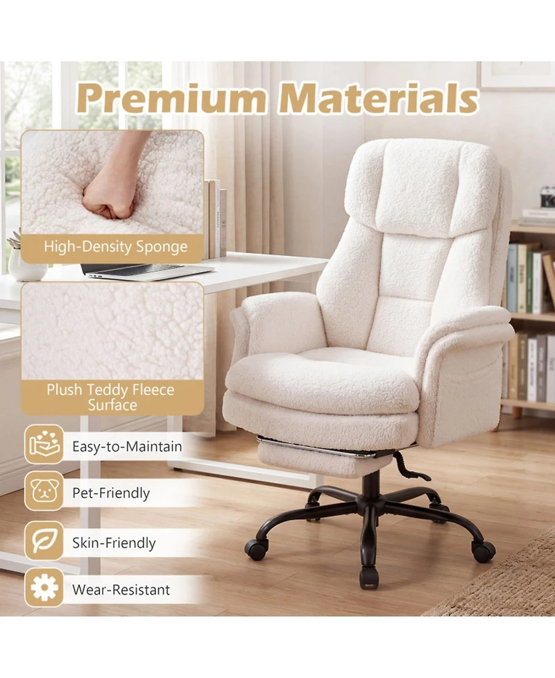 Sugift Ergonomic Cross Legged Big and Tall Executive Office Chair with Retractable Footrest