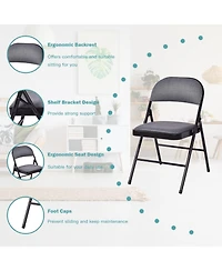 Sugift 4-Piece Fabric Upholstered Padded Seat Folding Chairs