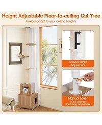 Sugift 101 in Floor to Ceiling Cat Tree Height Adjustable With Litter Box Enclosure