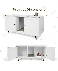 Sugift Double Cat Litter Box Enclosure for 2 Cats with Scratching Pad and Double Rooms