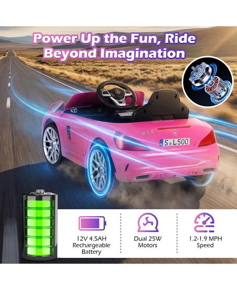 Sugift 12V Kids Ride On Car With Remote Control and Music, Ages 3-8