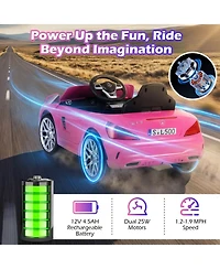 Sugift 12V Kids Ride On Car With Remote Control and Music, Ages 3-8