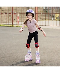 Hongge Adjustable Quad Roller Skates, Sizes 5.5-8, Light-Up Wheels, Ages 8-13