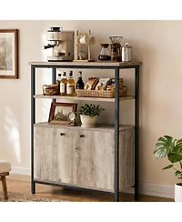 homfan Farmhouse Sideboard Buffet Cabinet with Open Shelves and 2 Doors