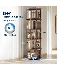 homfan 5-Tier Rotating Bookshelf Tower