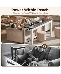 Aheaplus 63" Console Table with Charging Station, Entryway Tables for the Living Room