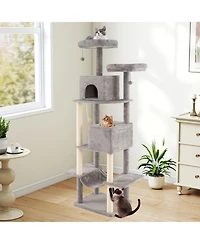 Sugift 84 in Large Cat Tree with 2 Condos and 2 Soft Plush Perches for Indoor Cats