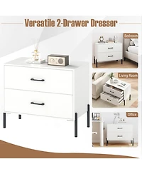Sugift Set of 2 Modern Wooden Nightstands with 2 Drawers and Metal Legs