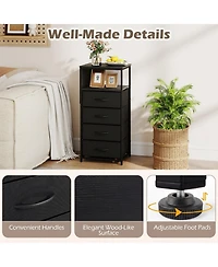 Sugift 34in Modern Nightstand with Charging Station 4 Drawer Bedside Table