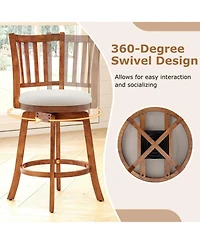 Sugift Set of 4 360degree(s) Rotating Counter Height Chairs with Backrest Upholstered Seat