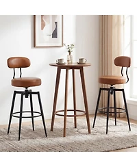 Sugift Set of 4 Swivel Barstools Faux Leather Upholstered Seat and Back