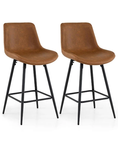 Sugift Set of 2 24 Inch Bar Stools with Backs and Footrests