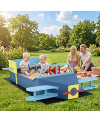 Sugift Large Glider-Inspired Wooden Sandbox with Bench Seat, Ages 3-8