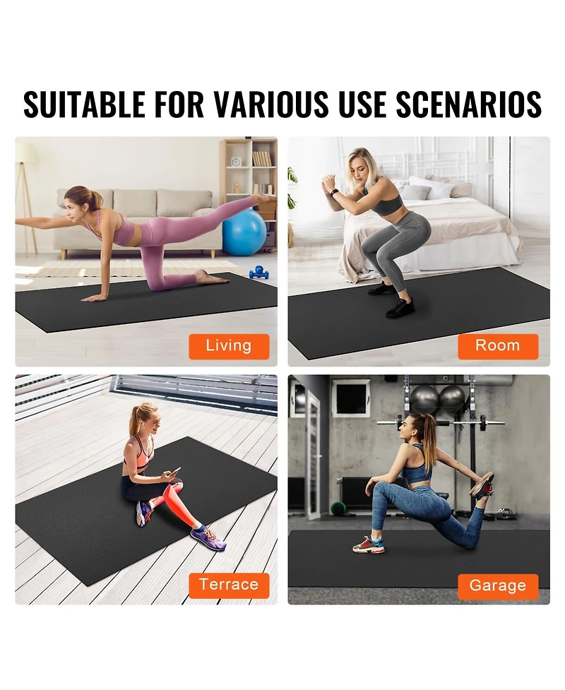 Hongge 8 x 6 ft Non Slip High Density Exercise Mat with Carry Bag