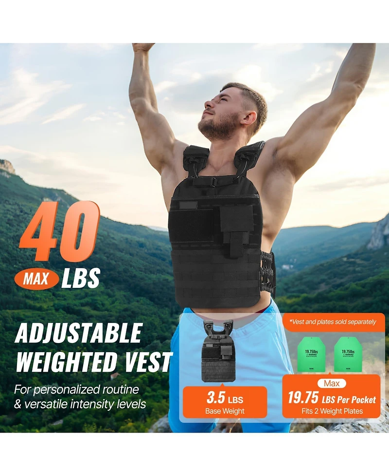 Hongge 40 lb Adjustable Weighted Vest for Strength Training