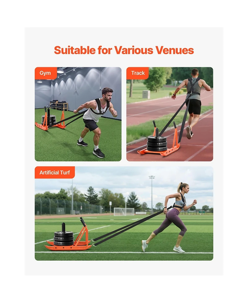 Hongge Push Pull Weight Training Sled with Adjustable Support Rods