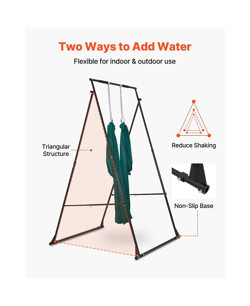 Hongge Foldable Aerial Yoga Stand Frame with 6.6-Yard Hammock