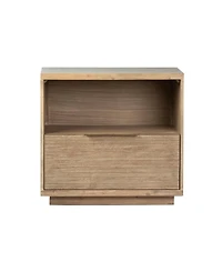 Dovetail Furniture Sorina Solid Acacia Wood Nightstand with Drawer and Open Shelf