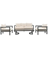 Asagikoiai 5-Piece Outdoor Steel Patio Conversation Set with Coffee Table and Cushions