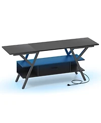 Sugift 65 in Tv Stand with Power Outlets and Led Lights