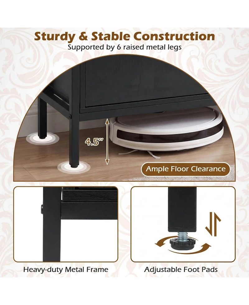 Sugift 58 in Industrial Tv Stand with 2 Cabinets and Adjustable Shelf for TVs up to 65 in