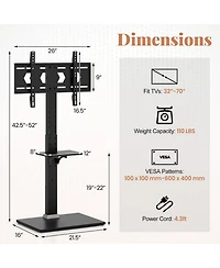 Sugift Tilt and Height Adjustable Tv Stand with Power Outlet and Adjustable Av Shelf 32-70 in