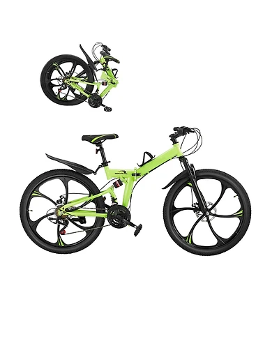 Hongge 26 in Full Suspension Folding Mountain Bike 21-Speed