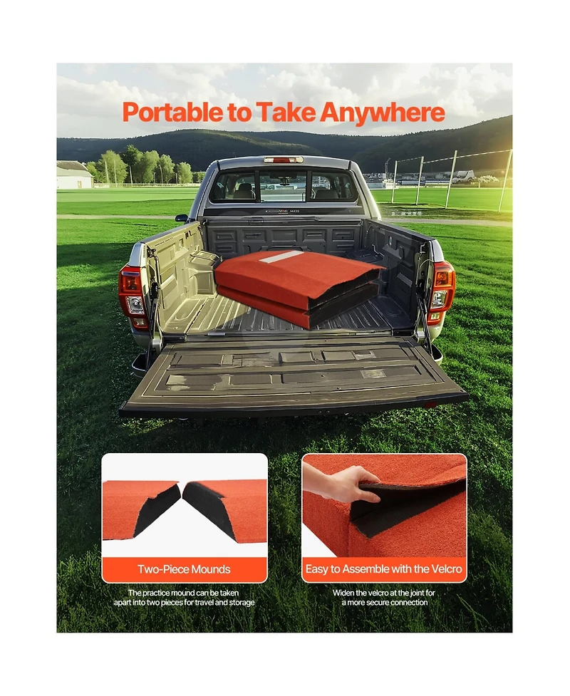Hongge 127 in Portable Baseball Pitching Mound with Rubber Plate