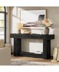 Tribesigns 160cm Narrow Console Table, Rustic Industrial Sofa Table with Wood Grain, for Behind Couch, Hallway, Entrance Hall, Easy Assembly