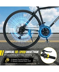Sugift 700C Adult Hybrid Bike with 18-Speed Drivetrain and Phone Holder
