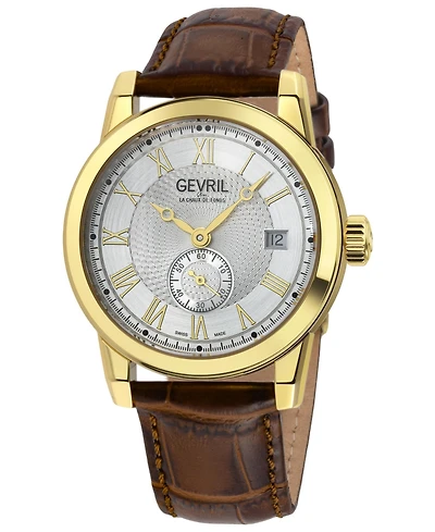 Gevril Men's Swiss Made Madison Swiss Automatic Leather Strap Watch