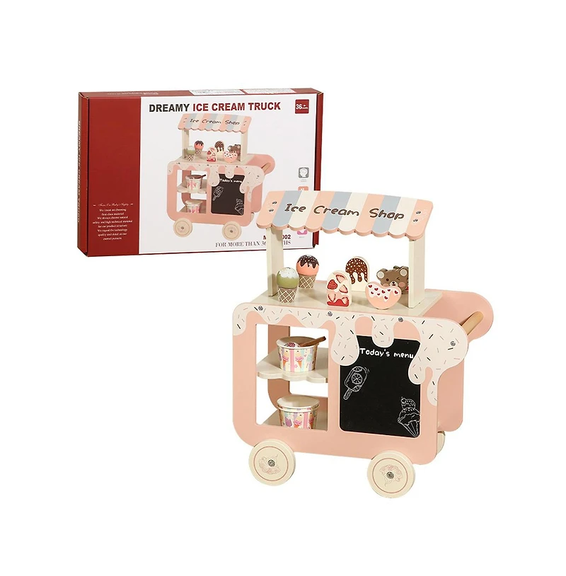 Bruce & Shark Wooden Ice Cream Truck Toy Set, Ages 3+