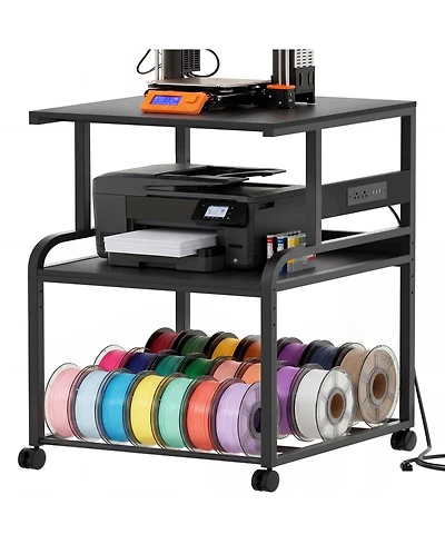 Aheaplus 3-Tier 3D Printer Stand Heavy with Filament Storage, Duty Rolling Cart