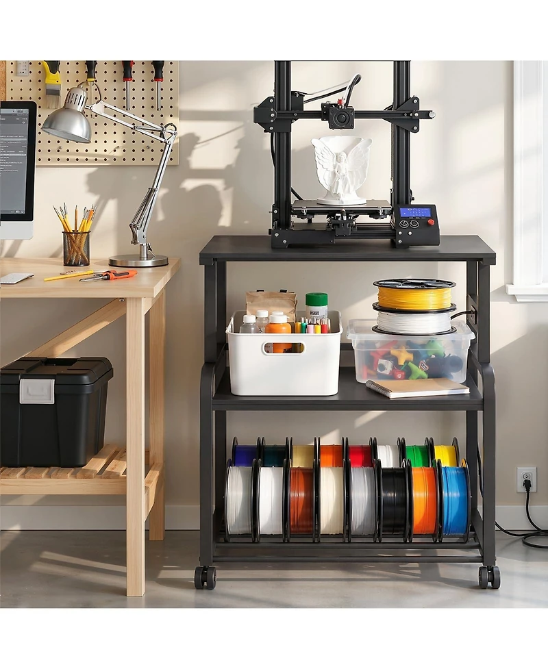 Aheaplus 3-Tier 3D Printer Stand Heavy with Filament Storage, Duty Rolling Cart