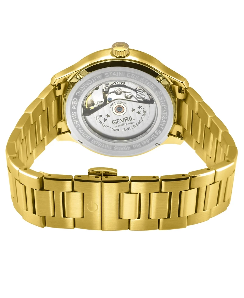 Gevril Men's Swiss Made Stuyvesant Swiss Automatic Ip Stainless Steel Bracelet Watch